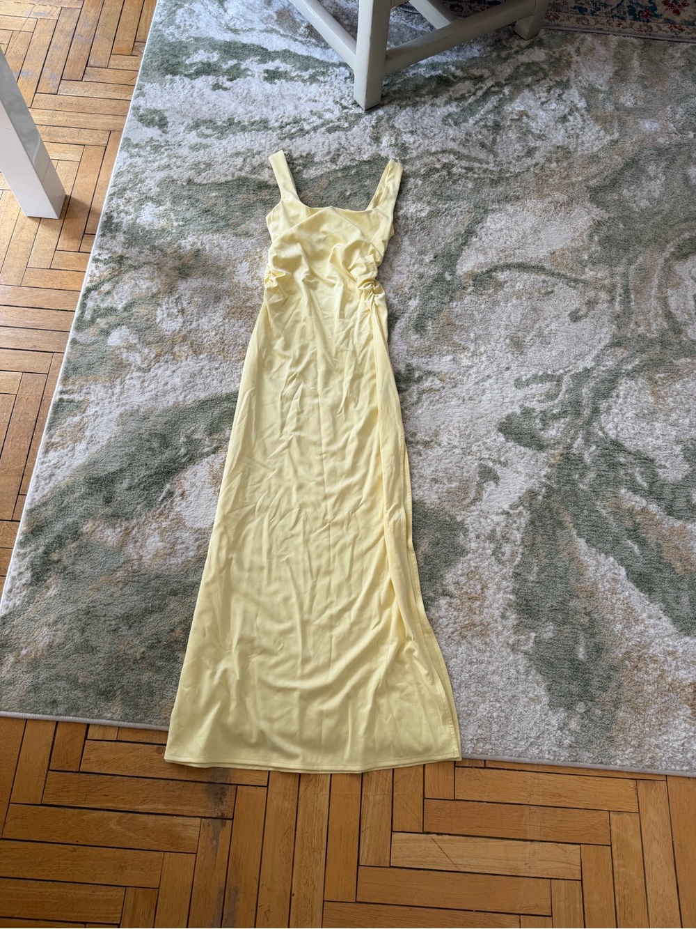 Djerf Avenue Pale Yellow Square-Neck Maxi Dress